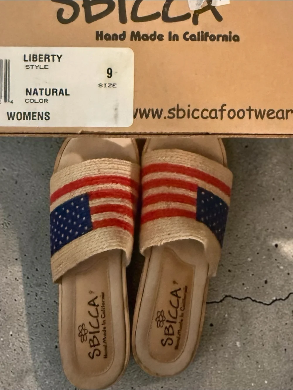 Sbicca Liberty Sandals Size 9 Red White Blue American Flag Espadrille Platform